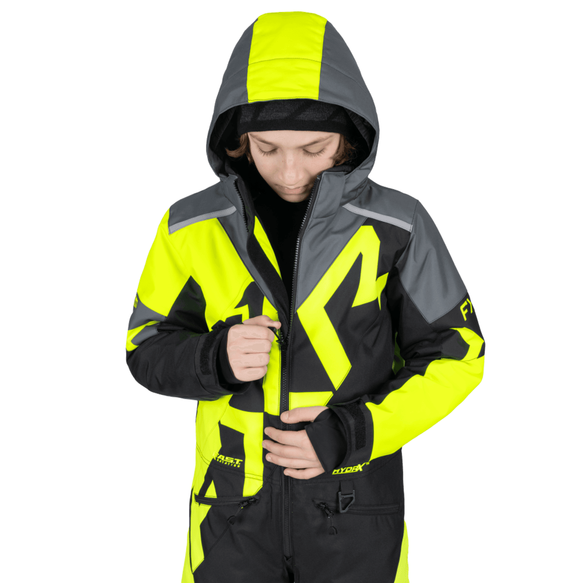 FXR Yth Cold Cross CX Monosuit 26, black/hivis