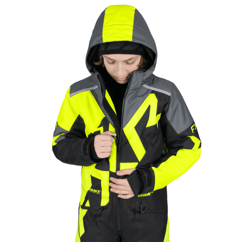 FXR Yth Cold Cross CX Monosuit 26, black/hivis